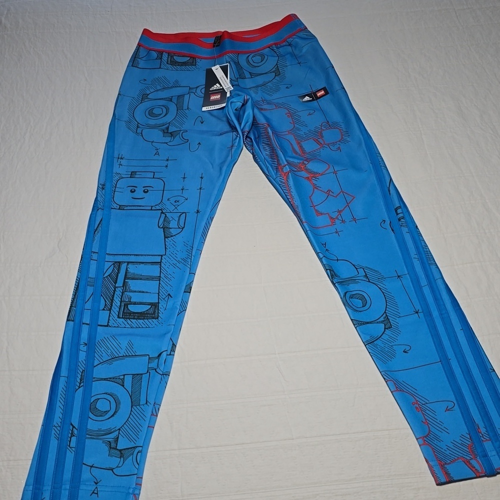 NWT Adidas x Lego® Tech Pack Tights Kids', Blue, Size L - Picture 2 of 13